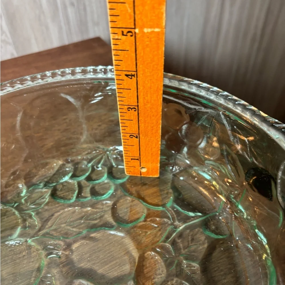 Vintage Libby Orchard Fruit Green Glass Covered Casserole Dish Lid Pie Baking